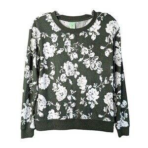 Honeydew Women’s Size SMALL Olive Green Floral Super Soft Lounge Top Comfy Boho